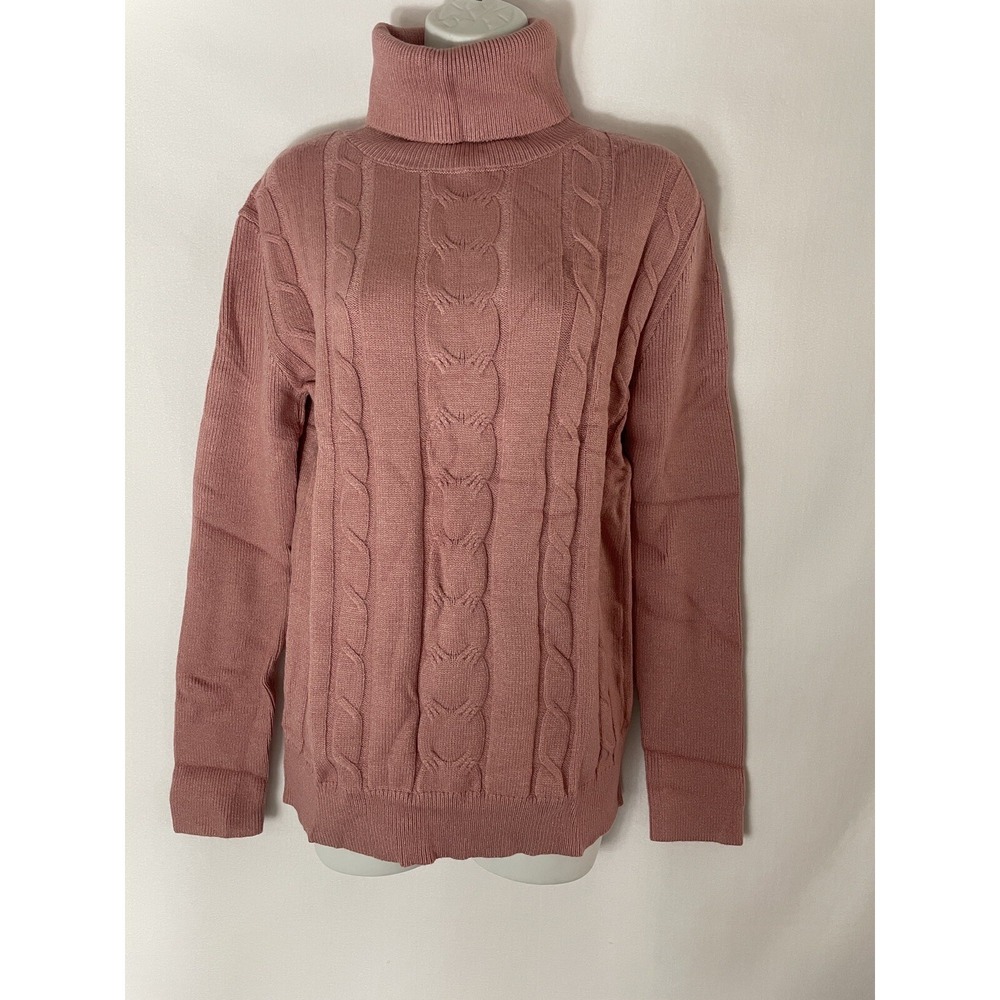 ge gekoko women's long sleeve turtle soft jumper sweater tops Dark Pink Sz‎ M
